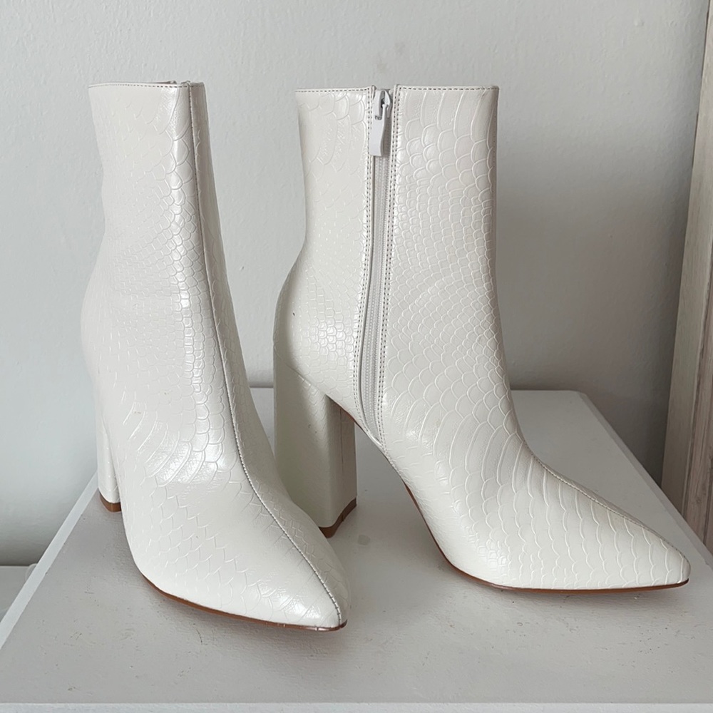 White Croc Booties
